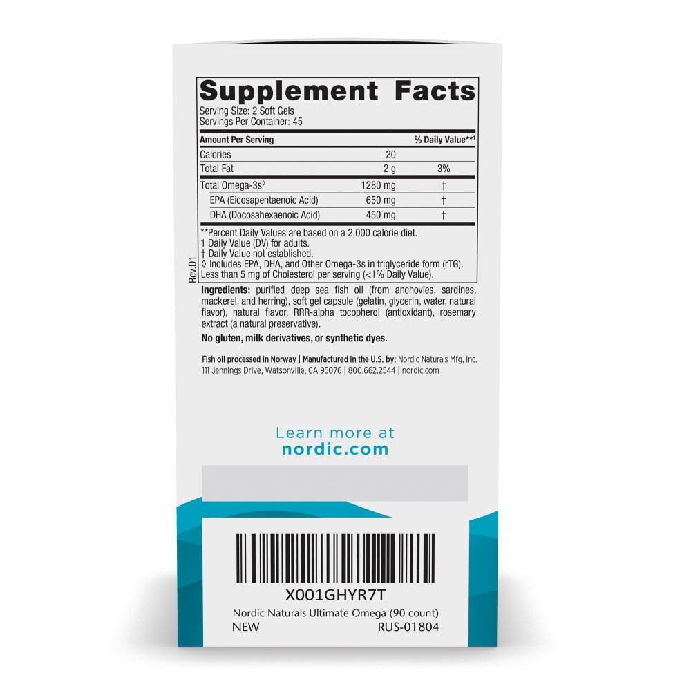 Buy supplements Nordic Naturals Ultimate Omega, Lemon Flavor - 90 Soft Gels - 1280 mg Omega-3 - High-Potency Omega-3 Fish Oil Supplement with EPA & DHA - Vitaza UK Supplements UK