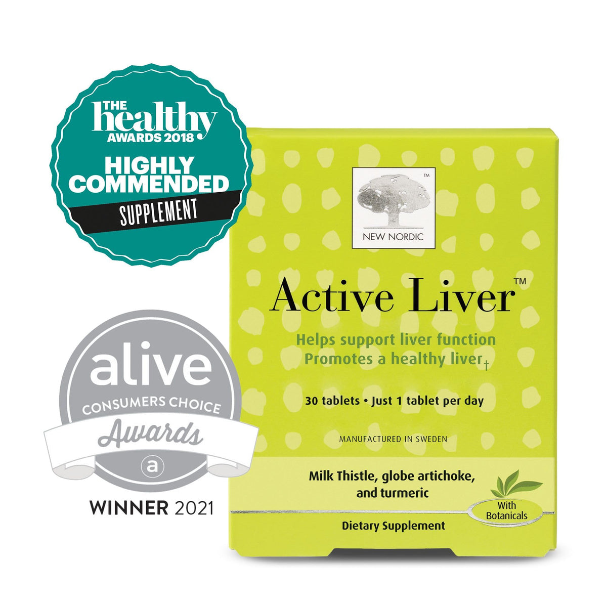 Buy supplements NEW NORDIC Active Liver 30-Day Supply, Daily Liver Supplement, Milk Thistle, Artichoke & Turmeric, 30 Tablets (Pack of 1) - Vitaza UK Supplements UK