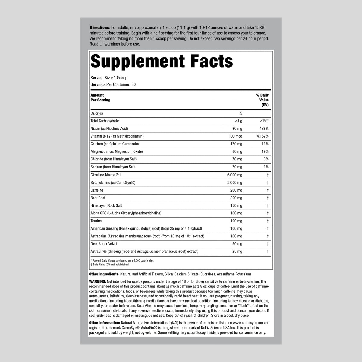 Fitness Labs Pre Workout Powder | for Men and Women | Intensifier Supplement | Watermelon Candy Flavor | 30 Servings | Non-GMO, Gluten Free Supplement
