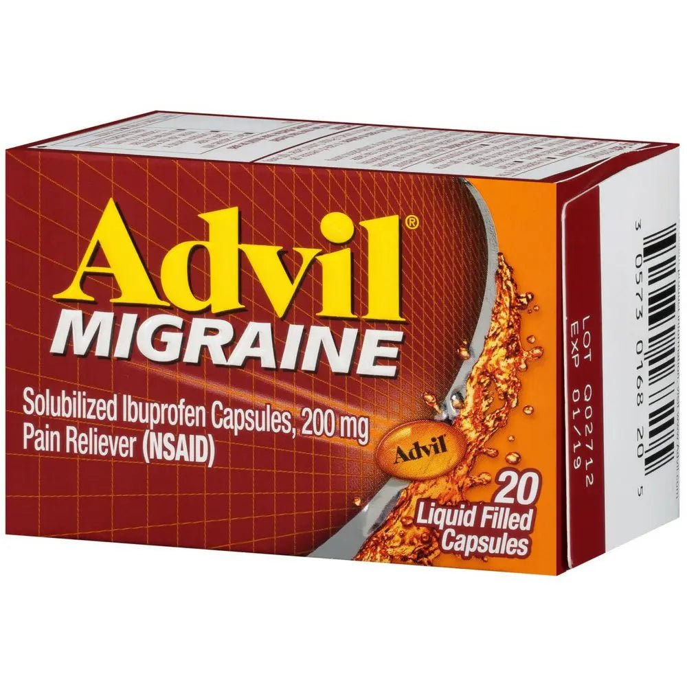 Advil Migrain 20'S Size 20ct Advil Migraine Pain Relief Liquid Filled Capsules 20ct - Maple Wellness Supplements
