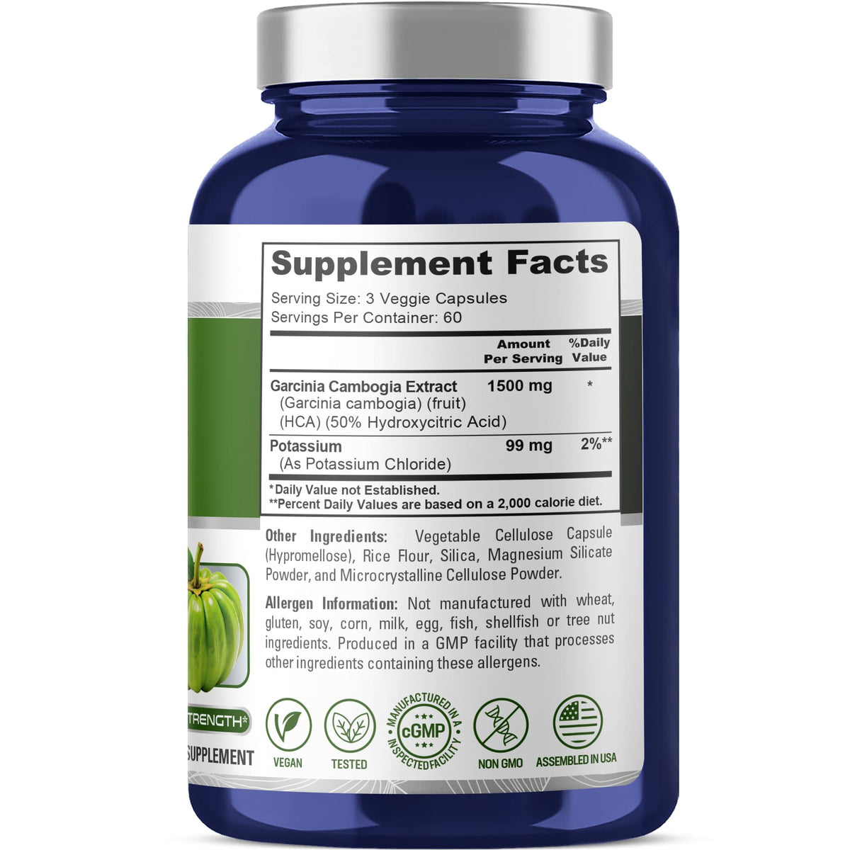NusaPure Garcinia Cambogia 180 Veggie Capsules 1500mg (Vegetarian, Non-GMO, Vegan) - Maple Wellness Supplements