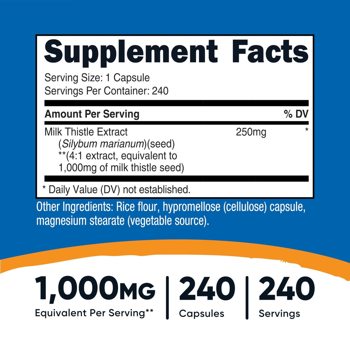 Nutricost Milk Thistle Extract 240 Capsules for 240 Servings Per Bottle - Vegan, GMO Free and Gluten Free - Maple Wellness Supplements