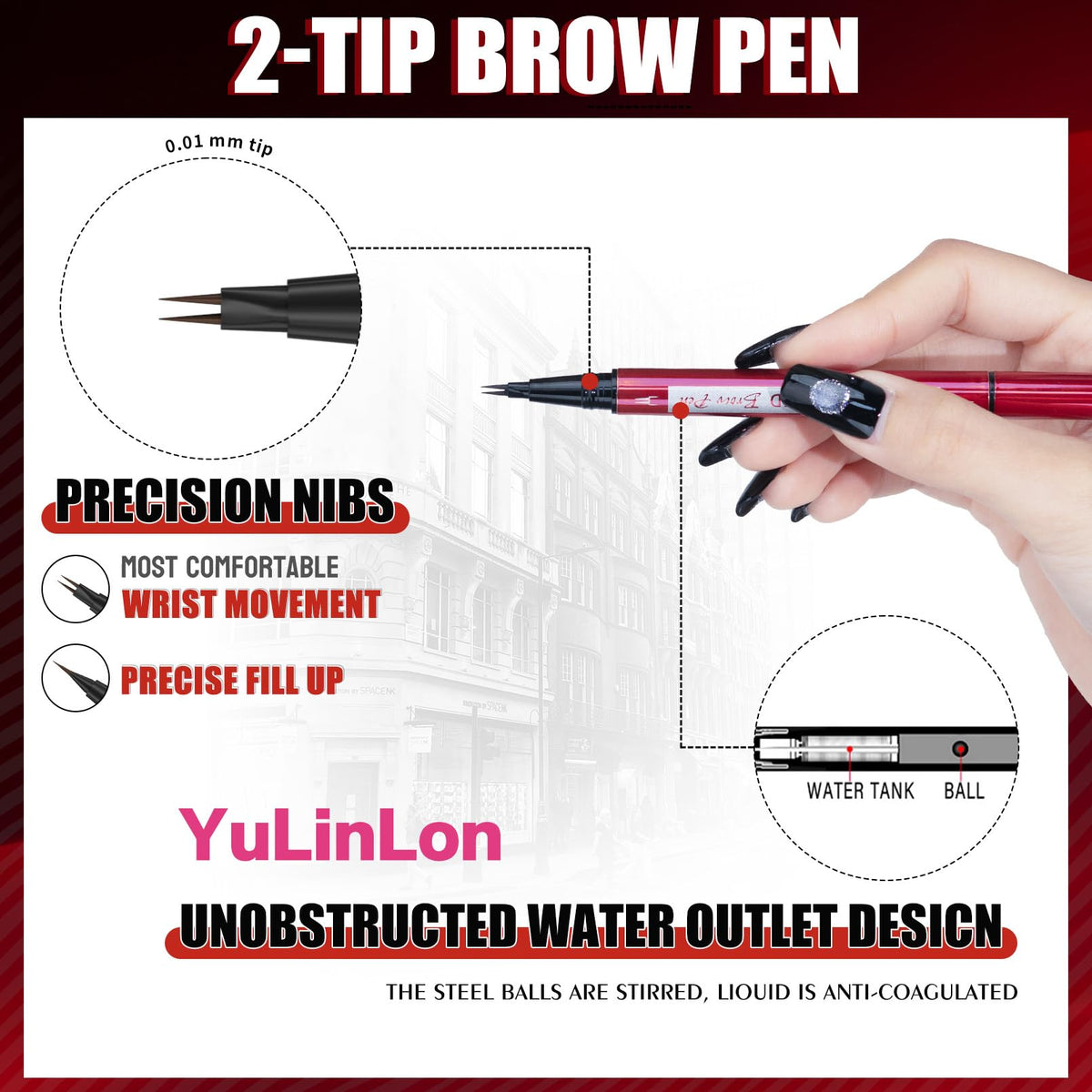 YuLinLon Double-Headed Brow Pen, Ultra-Precise Hair-Like Strokes, Long-Lasting Waterproof Makeup, Available in 5 Natural Shades (3Dark Brown) - Maple Wellness Supplements