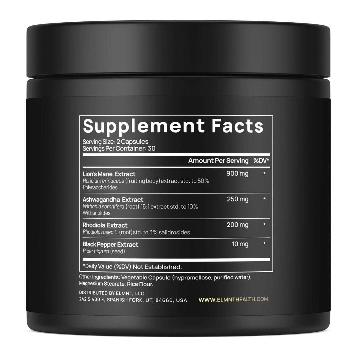 16x Strength Lions Mane Supplement Capsules Super Nootropic w. Ashwagandha & Rhodiola - Highest Potency 16:1 Lion's Mane Mushroom Extract 50% Polysaccharides - Maple Wellness Supplements