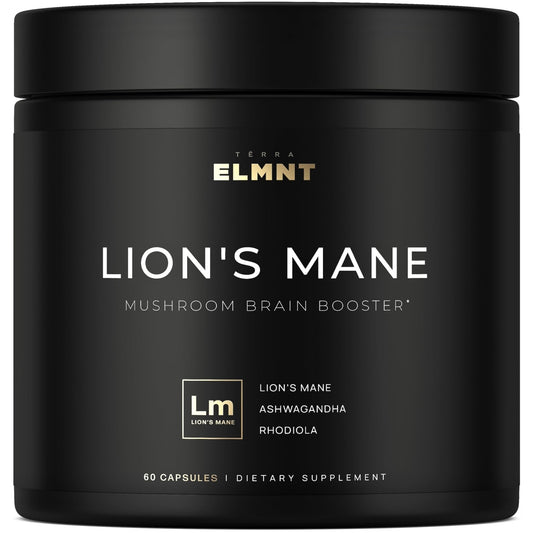 16x Strength Lions Mane Supplement Capsules Super Nootropic w. Ashwagandha & Rhodiola - Highest Potency 16:1 Lion's Mane Mushroom Extract 50% Polysaccharides - Maple Wellness Supplements