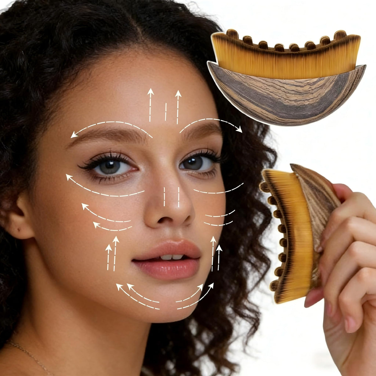 2 PCS New Lymphatic Contour Face Brush for Sculpting – Face Brush for Lymphatic Drainage, Anti-Puffiness, Detox & Lift, Improves Skin Glow & Absorption, Travel-Friendly Portable Design - Maple Wellness Supplements