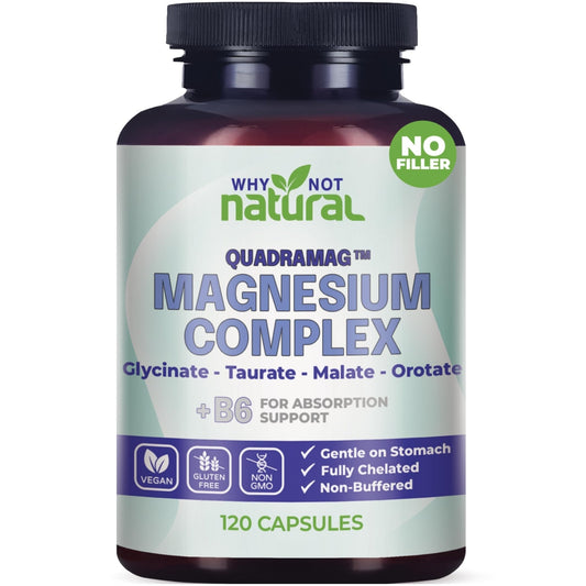 4-in-1 Magnesium Complex Supplement - Glycinate, Taurate, Malate, Orotate Blend - 300 mg per Serving, 120 Capsules - Maple Wellness Supplements