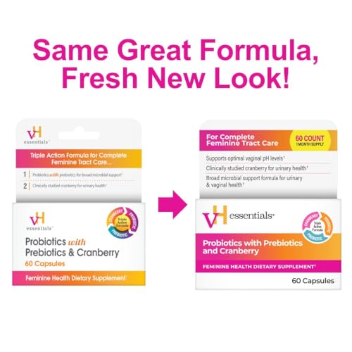 Buy supplements vH essentials Probiotics with Prebiotics and Cranberry Feminine Health Supplement - 60 Capsules - Vitaza UK Supplements UK