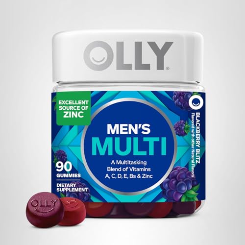 Buy supplements OLLY Men's Multivitamin Gummy, Vitamins A, C, D, E, B, Zinc, Blackberry Flavor, 45 Day Supply - 90 Count - Vitaza UK Supplements UK