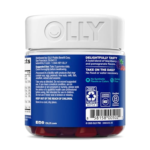 Buy supplements OLLY Men's Multivitamin Gummy, Vitamins A, C, D, E, B, Zinc, Blackberry Flavor, 45 Day Supply - 90 Count - Vitaza UK Supplements UK