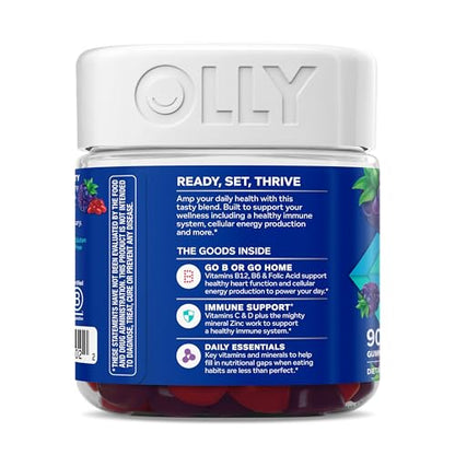 Buy supplements OLLY Men's Multivitamin Gummy, Vitamins A, C, D, E, B, Zinc, Blackberry Flavor, 45 Day Supply - 90 Count - Vitaza UK Supplements UK
