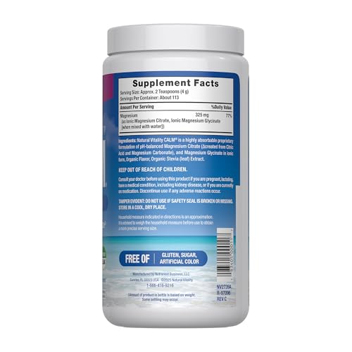 Buy supplements Natural Vitality Calm Magnesium 16oz Powder | Raspberry Lemon Flavored Supplement | Non-GMO, Vegan & Gluten Free Formula - Vitaza UK Supplements UK
