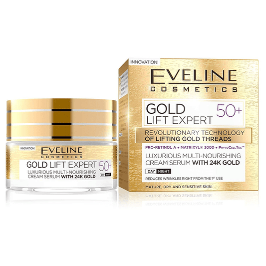 Buy ​50 + Eveline Cosmetics Gold 24Karat Gold Lift Expert Cream Day & Night 50ml - Vitaza UK Supplements UK