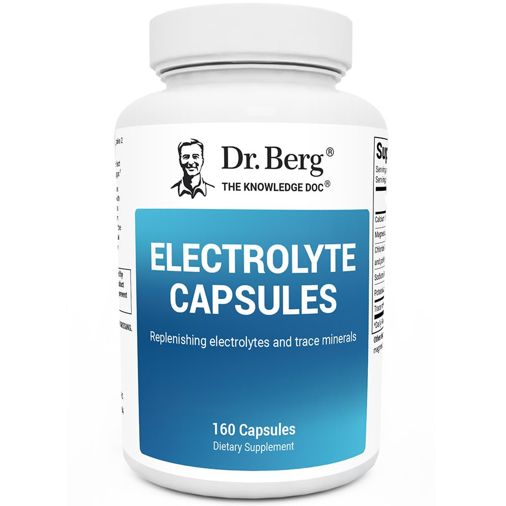 Buy supplements Dr. Berg Electrolyte Capsules - Electrolyte Supplements for Supporting Energy, Endurance, and Hydration - Sugar Free, No Maltodextrin, Keto Friendly - 160 Caps - Vitaza UK Supplements UK