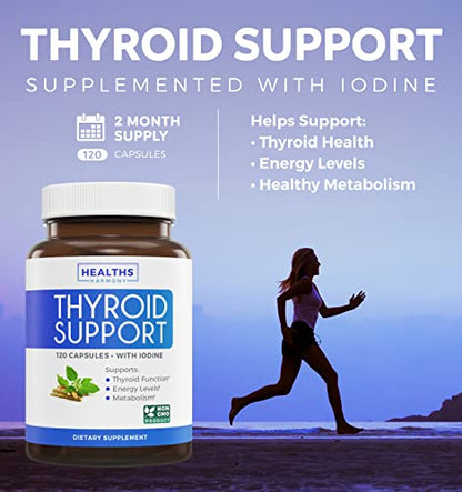Thyroid Support with Iodine - 120 Capsules (Non-GMO)