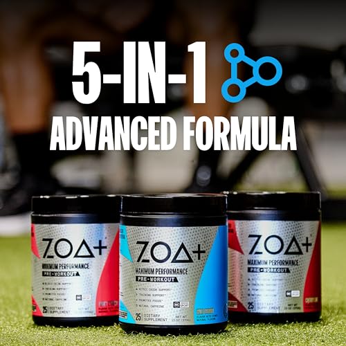 ZOA+ Pre-Workout Powder & Shaker Bottle Bundle, Wild Berry