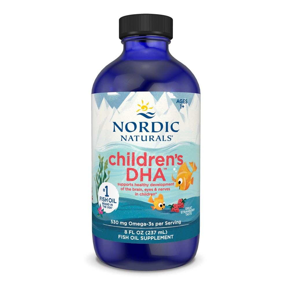 Buy supplements Nordic Naturals Children’s DHA, Strawberry - 8 oz for Kids - 530 mg Omega-3 with EPA & DHA - Brain Development & Function - Vitaza UK Supplements UK