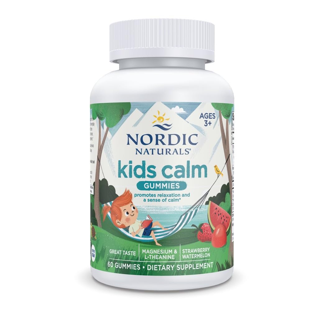 Buy supplements Nordic Naturals Kids Calm Gummies - Strawberry Watermelon - 60 Gummies - Magnesium L-Theanine Supplement - Calming for Kids - Vitaza UK Supplements UK