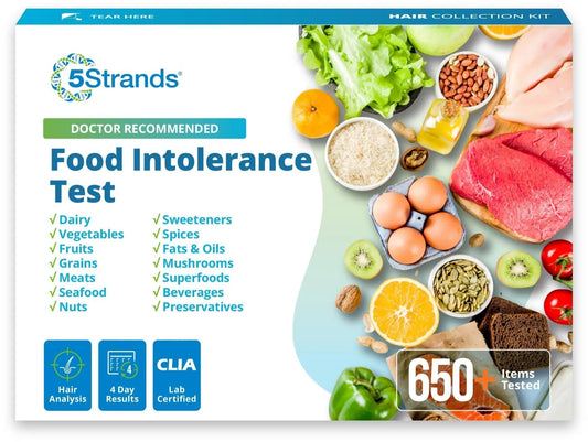 5Strands Food Intolerance Test, Accurate Hair Analysis, 658 Items Tested, at Home Food Sensitivity Test Kit for Adults & Kids, Gut Health Test, Results in 4 Days - Maple Wellness Supplements