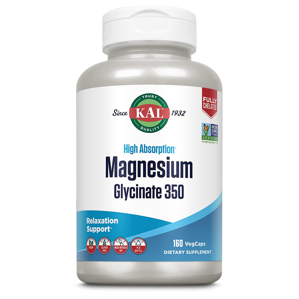 Buy supplements KAL Magnesium Glycinate Capsules, Fully Chelated Magnesium Bisglycinate, High Absorption Magnesium Supplement, Healthy Bones, Muscle, Vitaza UK Supplements UK