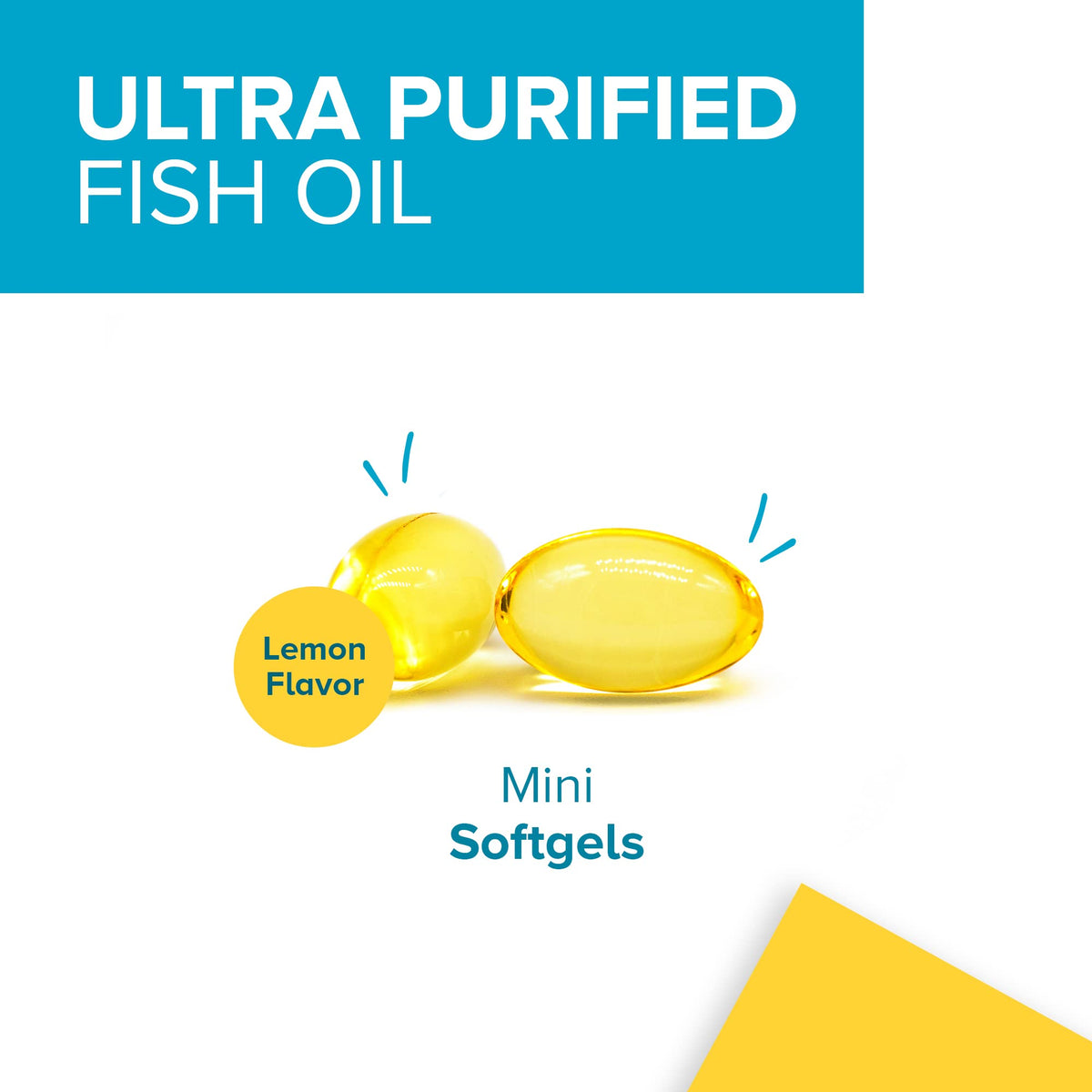 Buy supplements Qunol Fish Oil Omega 3 Mini Softgels, 1000mg Omega 3 EPA + DHA, Ultra Pure Supplements, Heart Health Support, Lemon Flavor - Vitaza UK Supplements UK
