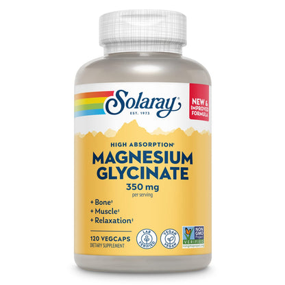 Buy supplements SOLARAY Magnesium Glycinate Capsules, Chelated Magnesium Bisglycinate w/BioPerine, Higher Absorption Magnesium Supplement - Bones, Muscles, Vitaza UK Supplements UK