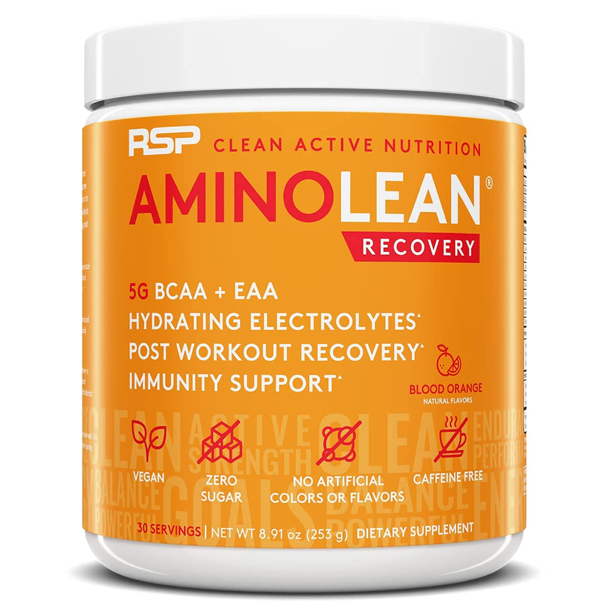 RSP NUTRITION Vegan AminoLean Pre Workout Energy (Acai 25 Servings) with AminoLean Recovery Post Workout Boost (Blood Orange 30 Servings)