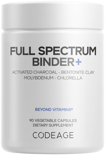 Buy supplements Codeage Binder + Systemic Binder Supplement - Activated Charcoal Pills, Bentonite Clay Mineral Powder, Fulvic & Humic Acids, Molybdenum, Carbon Forms - 90 Capsules - Vitaza UK Supplements UK
