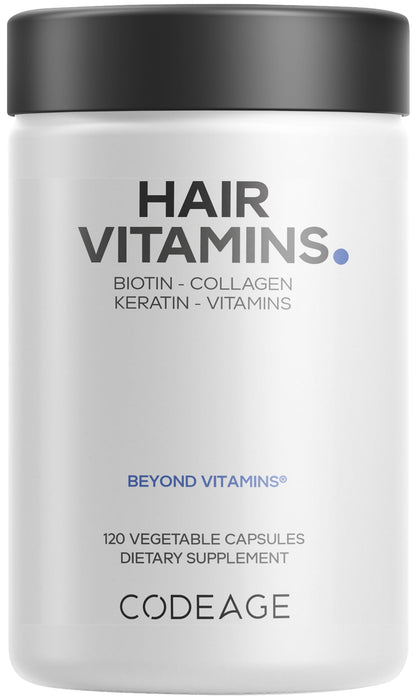 Buy supplements Codeage Hair Vitamins 10000 mcg Biotin, Keratin, Collagen, Vitamin A, B12, C, D3, E, Zinc, Turmeric, Probiotics, Enzymes, Inositol - Hair Care Support - Vitaza UK Supplements UK
