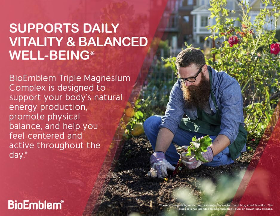 Buy supplements BioEmblem Triple Magnesium Complex | 300mg Magnesium Glycinate, Malate & Citrate | High Absorption Chelated Formula - Vitaza UK Supplements UK