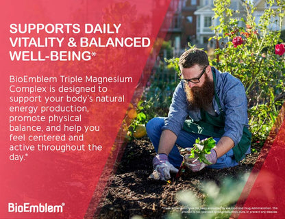 Buy supplements BioEmblem Triple Magnesium Complex | 300mg Magnesium Glycinate, Malate & Citrate | High Absorption Chelated Formula - Vitaza UK Supplements UK