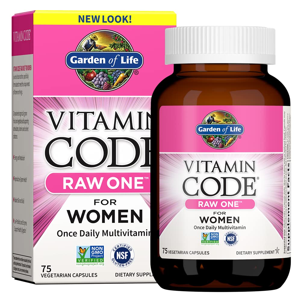 Buy supplements Garden of Life Vitamin Code Raw One for Women, Once Daily Women's Multivitamin - 75 Capsules, One a Day Vitamins Whole Food Iron, Vitaza UK Supplements UK