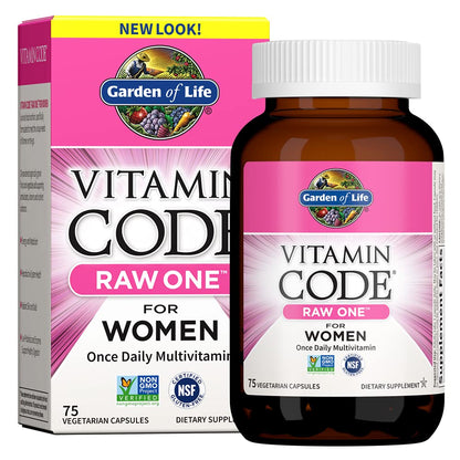 Buy supplements Garden of Life Vitamin Code Raw One for Women, Once Daily Women's Multivitamin - 75 Capsules, One a Day Vitamins Whole Food Iron, Vitaza UK Supplements UK