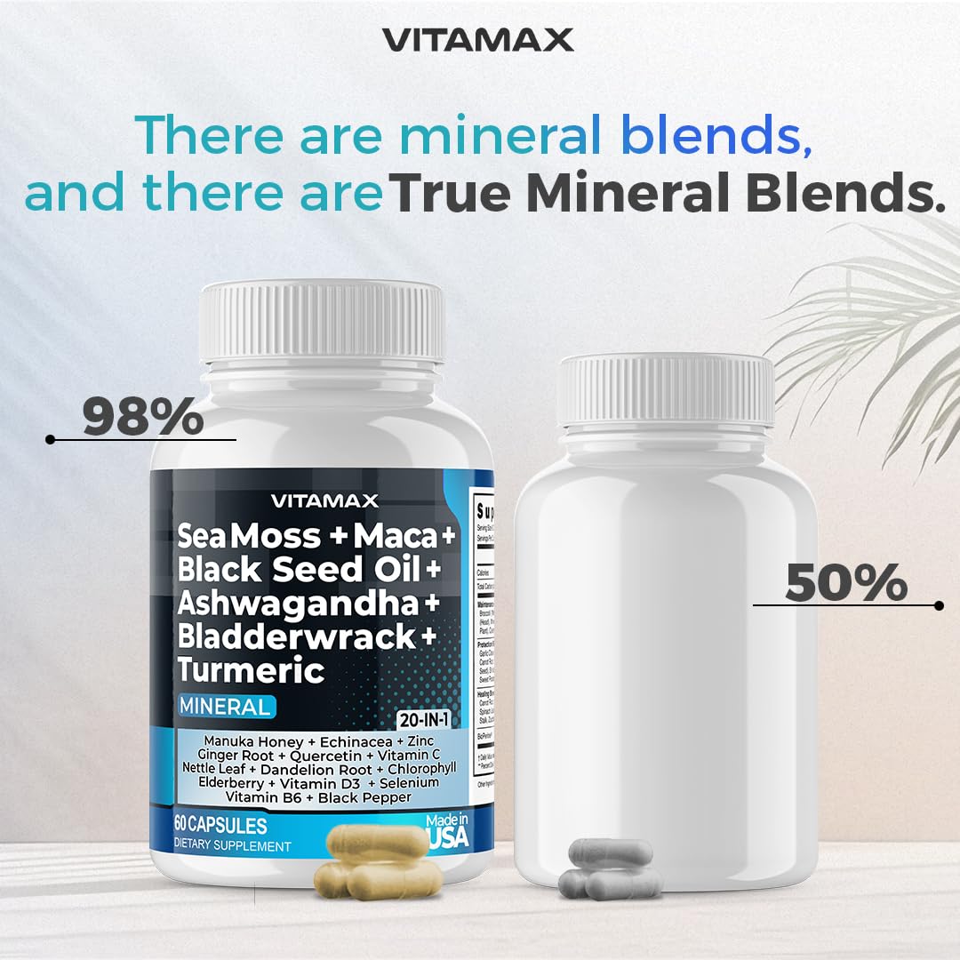 Sea Moss, Maca, Black Seed Oil, Ashwagandha, Bladderwrack, Turmeric VitamaxBuy Supplements Australia