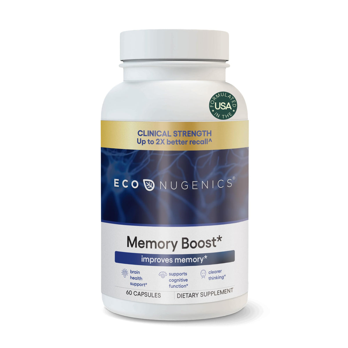 Buy supplements EcoNugenics Memory Boost Supplement – Clinically Studied Ingredients to Support Brain Focus & Health – Nootropic Formula with Bacopa Monnieri, Boswellia Serrata - Vitaza UK Supplements UK