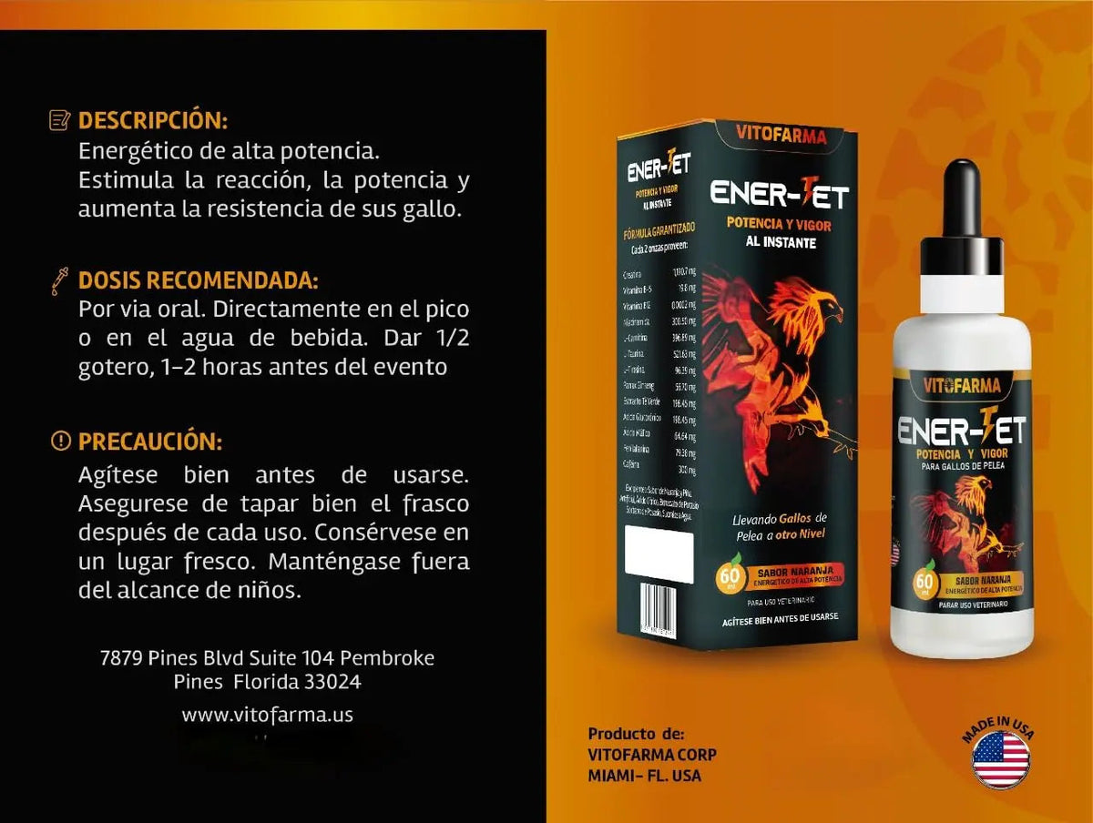 VITOFARMA Ener-Jet Energy Booster for Rooster Natural Multivitamin - Liquid 60 ml VITOFARMABuy Supplements Australia