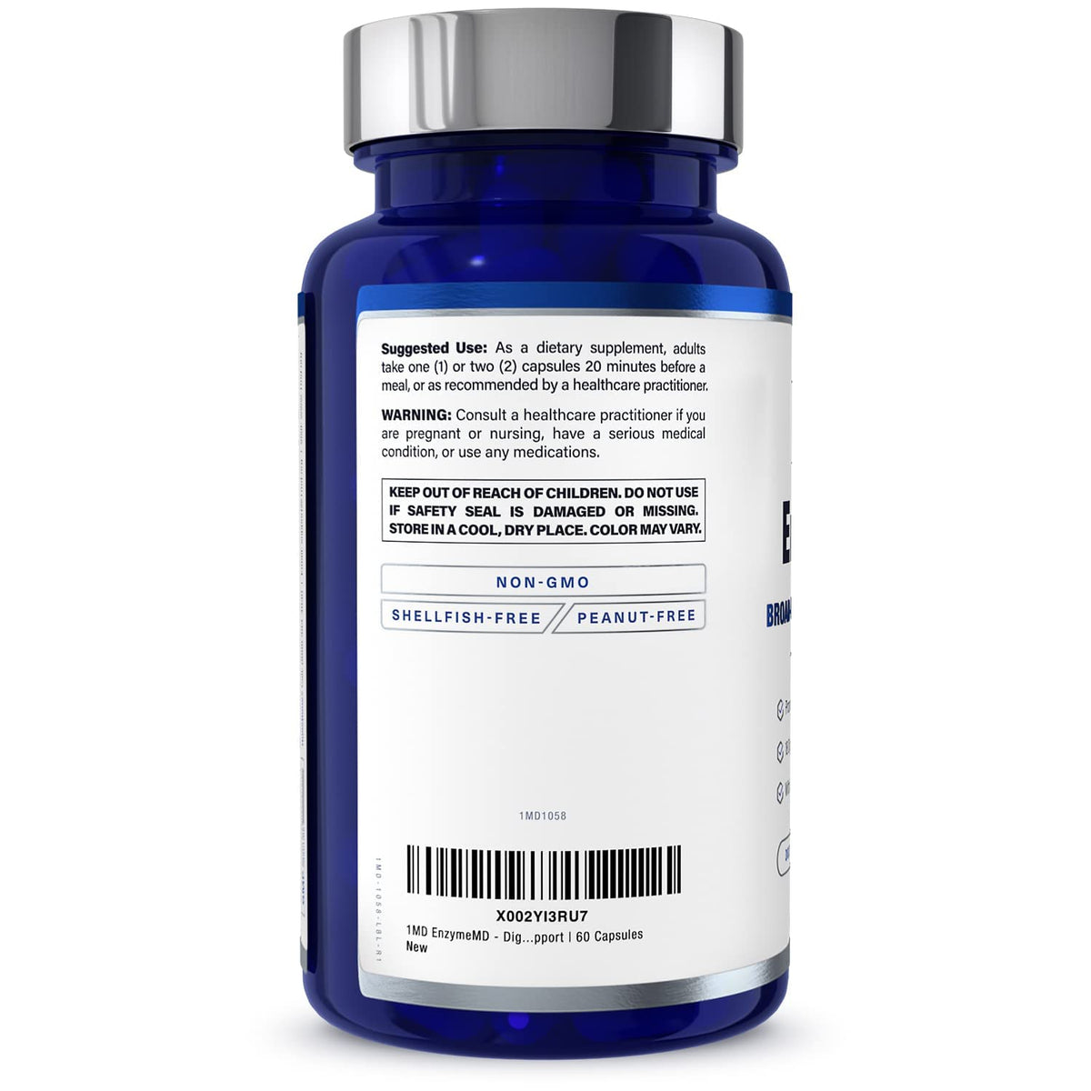 Buy supplements 1MD Nutrition EnzymeMD - Digestive Enzymes Supplement - Doctor Formulated | 18 Plant-Based Enzymes - Gas & Bloating Support | 60 Capsules - Vitaza UK Supplements UK