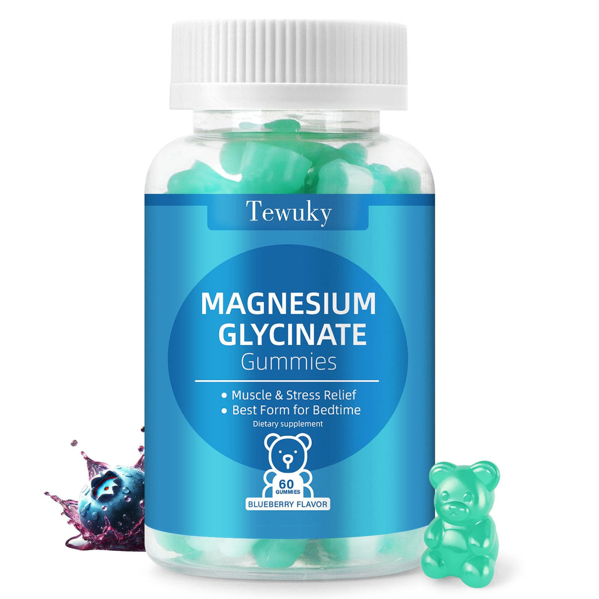 Buy supplements Magnesium Glycinate Gummies 500mg, Sugar-Free for Adults & Kids, Magnesium Gummies for Sleep, Stress & Muscle Relief, Supports Bone & Nerve Health, Vitaza UK Supplements UK