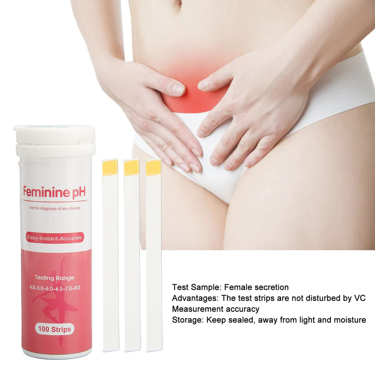 Vaginal Test Strips, 100pcs Vaginal Health PH Test Strips, Disposable Intimate Health Prevent Infection YUYTEBuy Supplements Australia