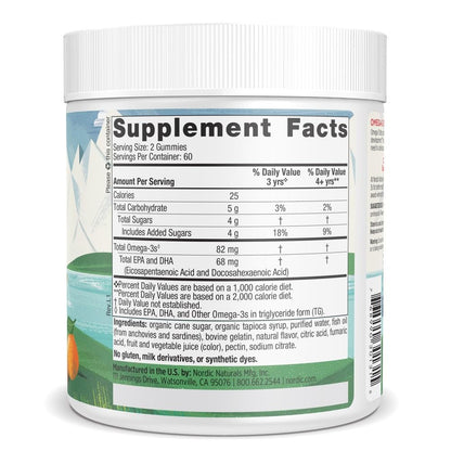 Buy supplements Nordic Naturals Nordic Omega-3 Gummies, Tangerine - 120 Gummies - 82 mg Total Omega-3s with EPA & DHA - Vitaza UK Supplements UK