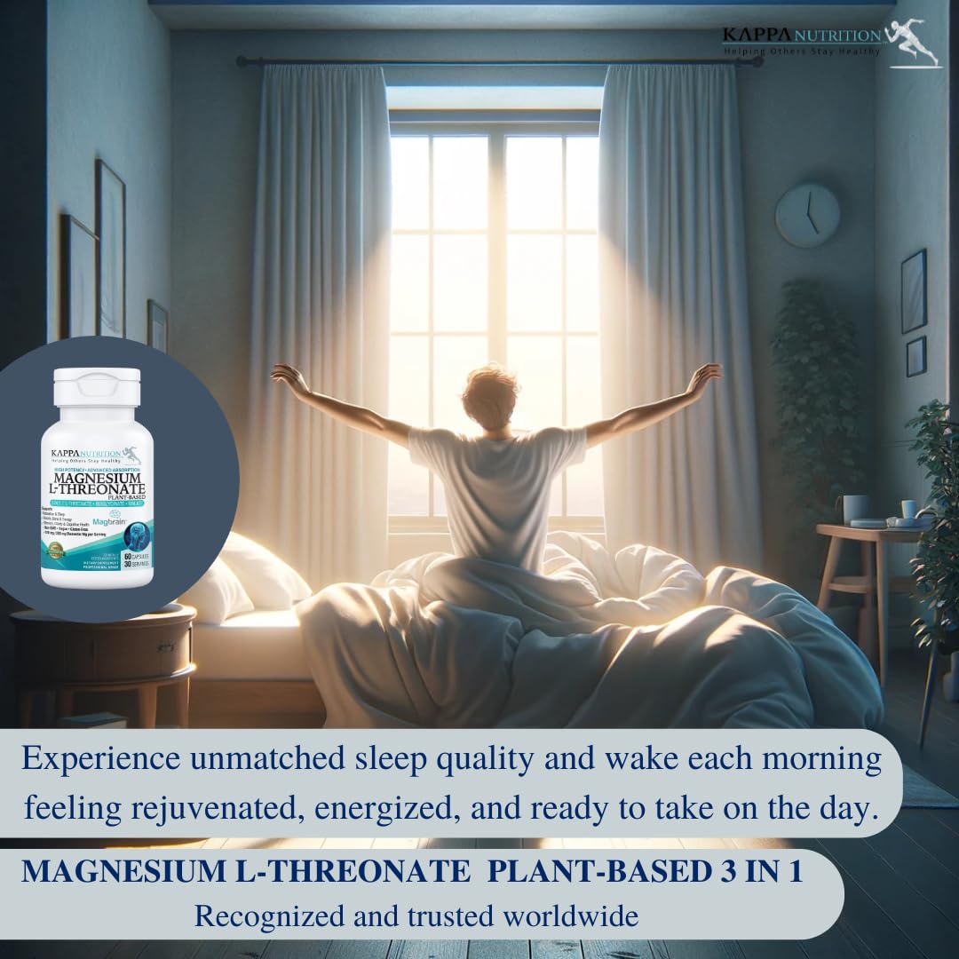 Buy supplements Kappa Nutrition Powered by Magbrain™ Magnesium L-Threonate Plant-Based, 60 Vegan Capsules, 420mg Elemental Magnesium (3 Capsules) from 2,253mg - Vitaza UK Supplements UK