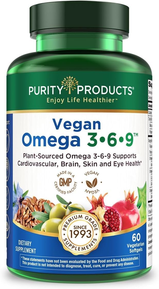 Buy supplements Purity Products Omega 3-6-9 Vegan and Vegetarian Formula - “5 in 1” Essential Fatty Acid Complex - Scientifically Formulated Plant-Based Omega 3 6 9 - Vitaza UK Supplements UK