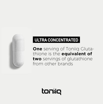 Buy supplements Toniiq Ultra High Strength Glutathione Capsules - 1000mg Concentrated Formula - 98%+ Highly Purified and Bioavailable - Non-GMO Fermentation - Vitaza UK Supplements UK