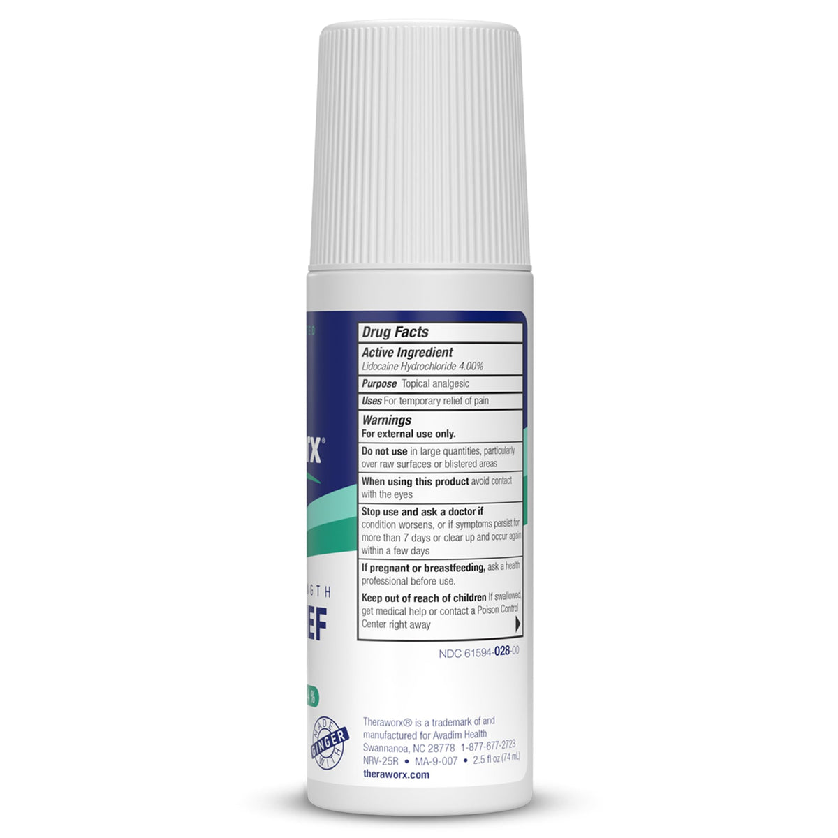 Theraworx Maximum Strength Pain Relief Roll-On with Lidocaine, Fast-Acting - 2.5 Oz - 1 Count TheraworxBuy Supplements Australia