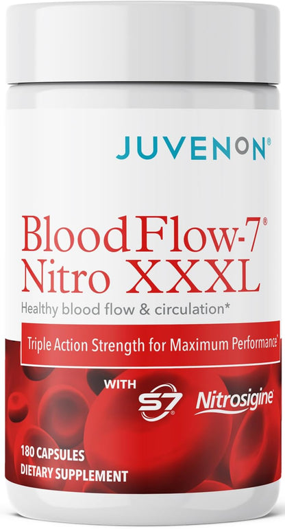 Buy supplements Juvenon BloodFlow-7 XXXL Nitric Oxide Supplements for Men & Women - More Powerful, Longer Lasting Natural Nitric Oxide Booster with Nitrosigine® + S7® - Vitaza UK Supplements UK