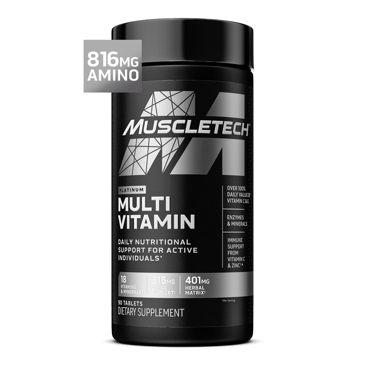 Buy supplements MuscleTech Platinum Multivitamins for Men & Women - Multi-Vitamin Supplement for Immune Support - 18 Vitamins & Minerals, Vitamin A C D E B6 B12 - Vitaza UK Supplements UK