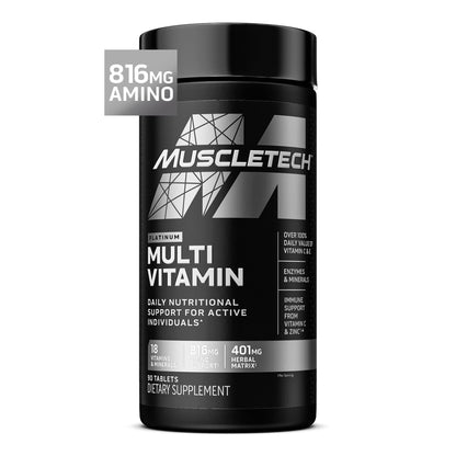 Buy supplements MuscleTech Platinum Multivitamins for Men & Women - Multi-Vitamin Supplement for Immune Support - 18 Vitamins & Minerals, Vitamin A C D E B6 B12 - Vitaza UK Supplements UK