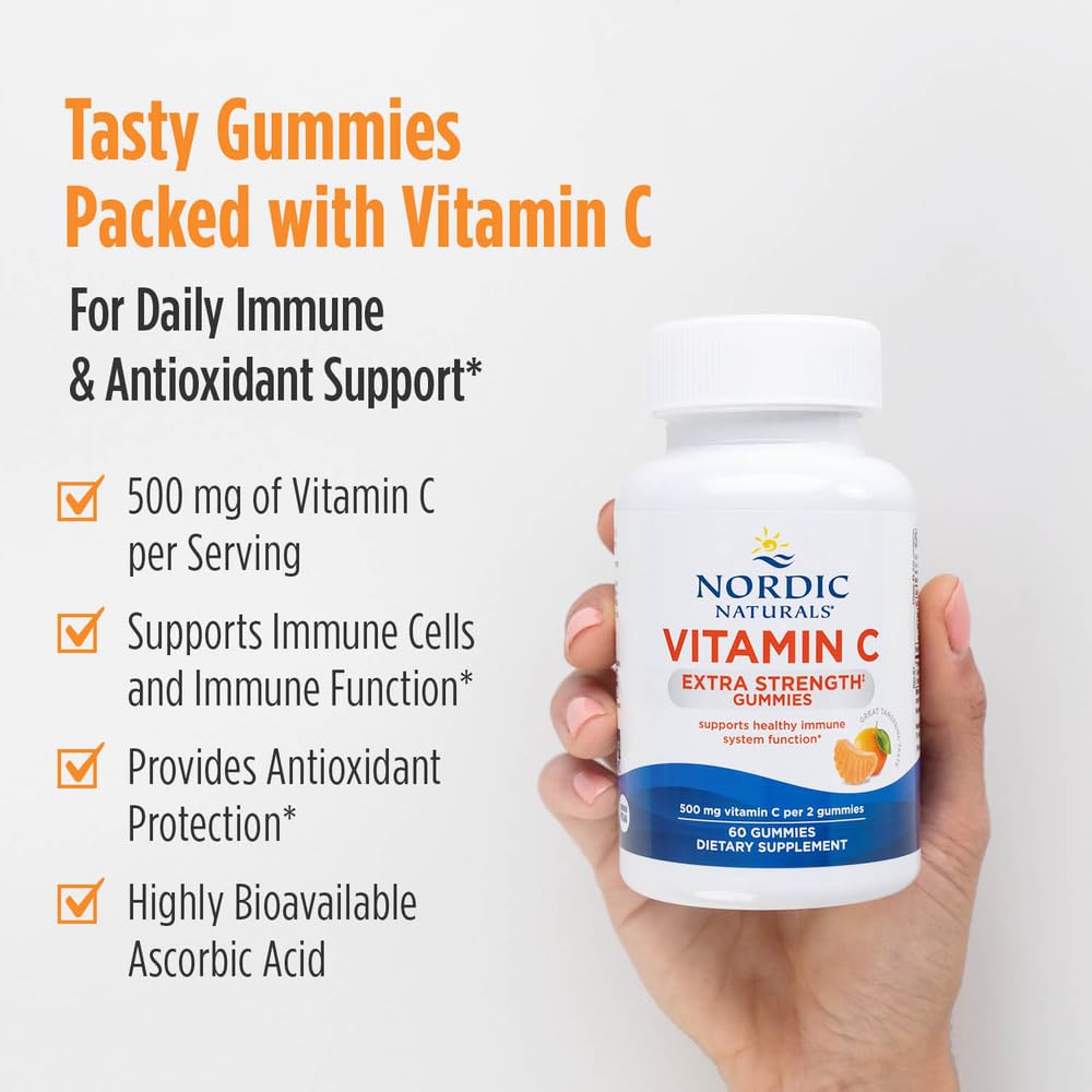 Buy supplements Nordic Naturals Vitamin C Extra Strength Gummies - Tangerine Flavor - 60 Gummies - 500 mg Vegan Vitamin C Supplement - Vitaza UK Supplements UK