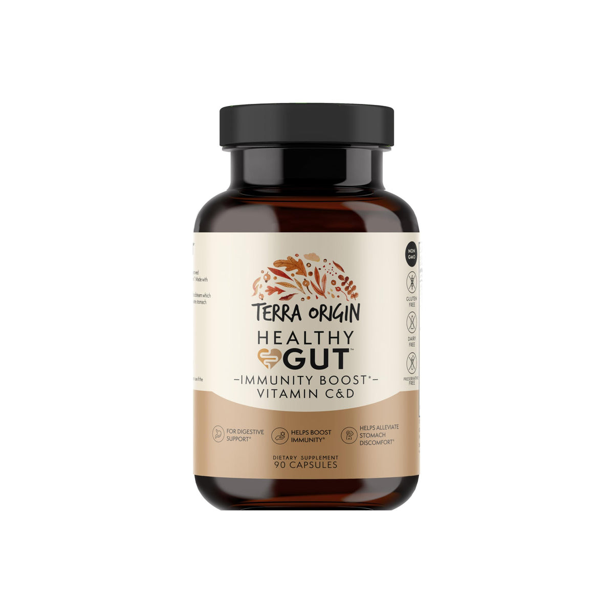 Buy supplements TERRA ORIGIN Healthy Gut Capsules with Immunity Boost | 90 Capsules | Non GMO, Gluten Free, Dairy Free | Digestive Support for Men and Women - Vitaza UK Supplements UK