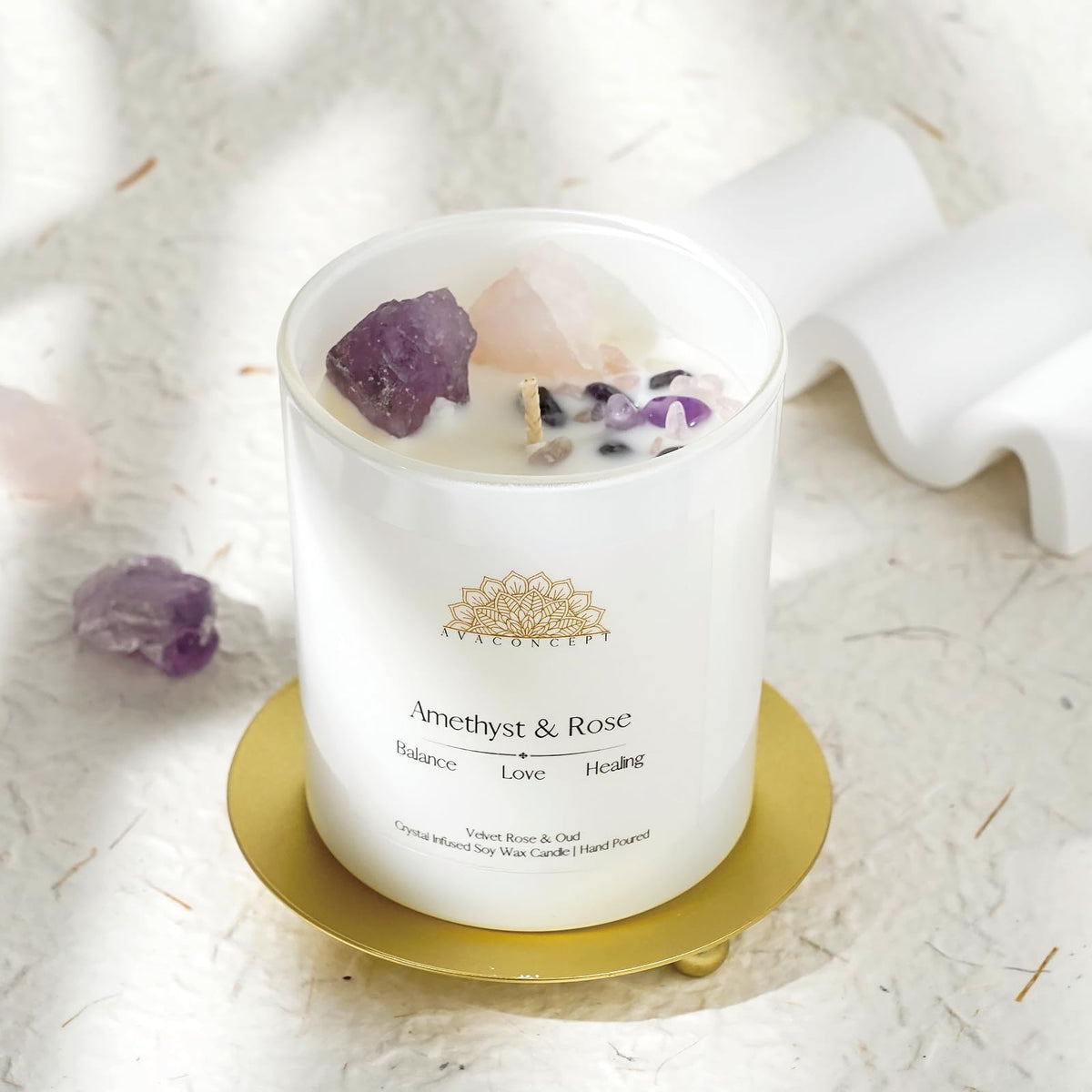 Ava Concept Scented Crystal Candle 10 oz jar Candle (Velvet Rose & Oud) ava conceptBuy Supplements Australia